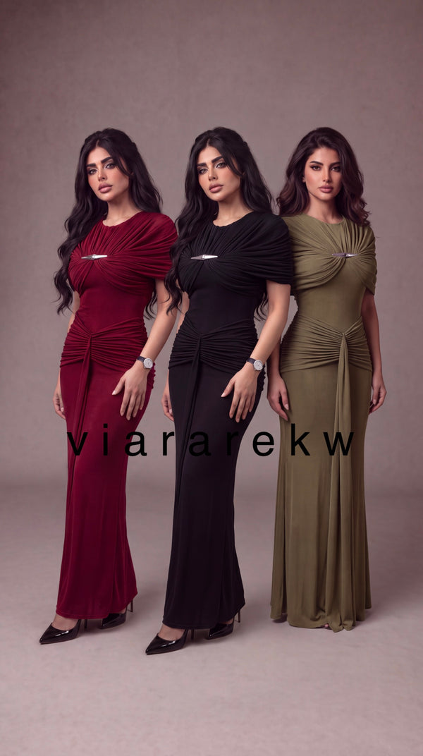 RUCHED SLEEVELESS DRESSفستان