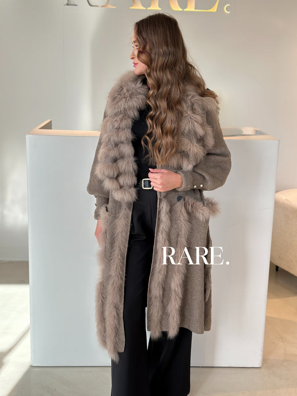 KNIT FAUX FUR CARDIGAN