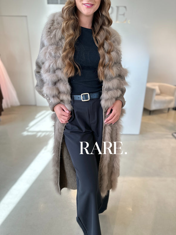 KNIT FAUX FUR CARDIGAN