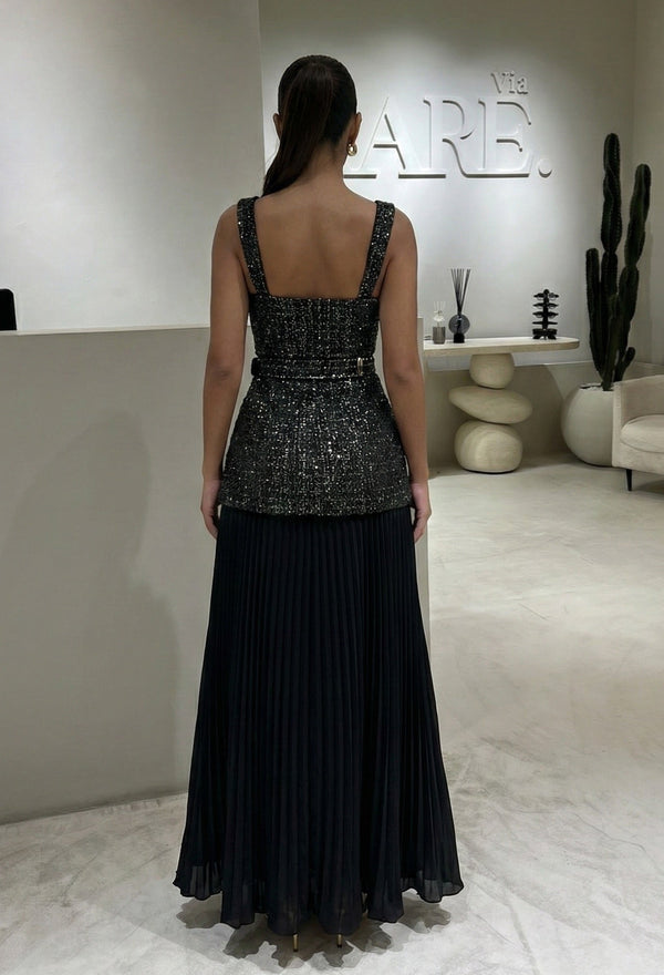 TWEED MAXI DRESS فستان